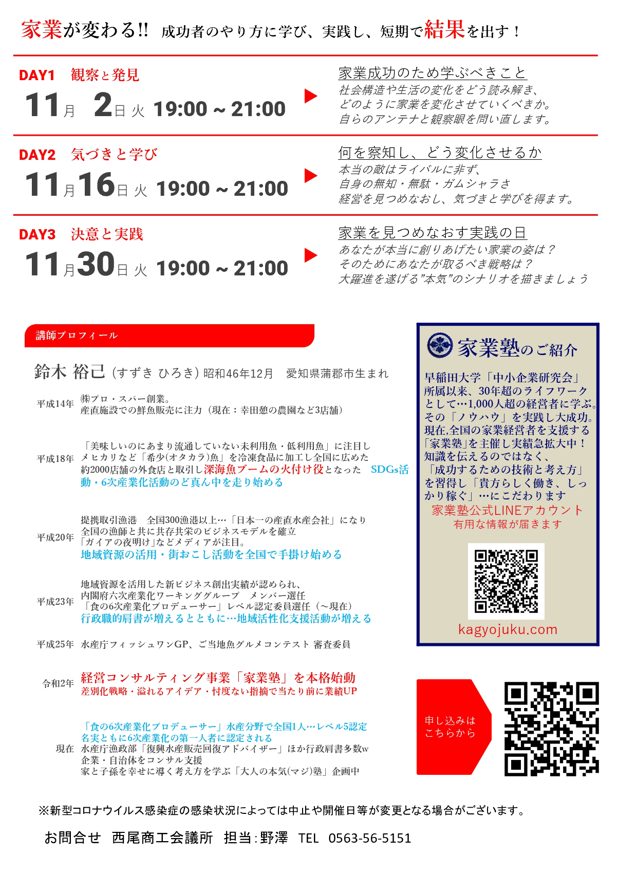 「家業大躍進塾」(西尾商工会議所)